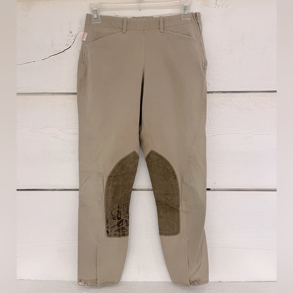 Tailored Sportsman breeches side zip Velcro bottoms Tan